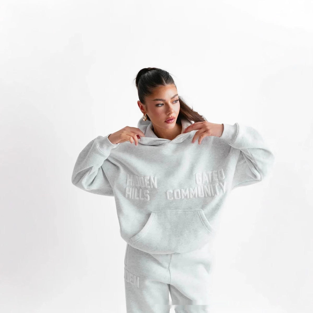 Pullover Long Sleeve Hooded Sweater Set
