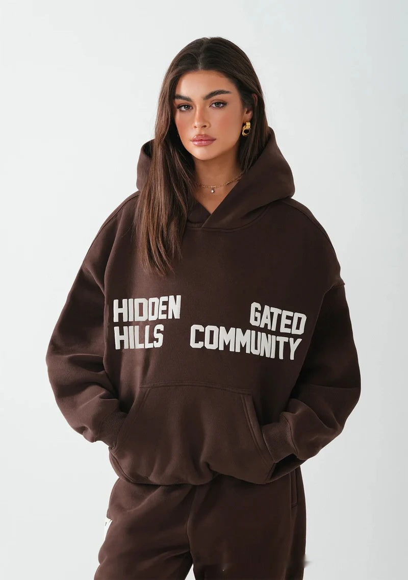 Pullover Long Sleeve Hooded Sweater Set