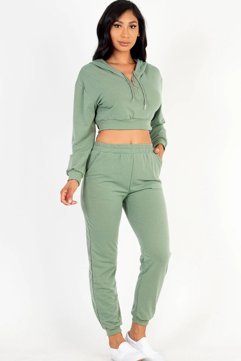 French Terry Half Zip Hoodie and Joggers Set (CAPELLA)